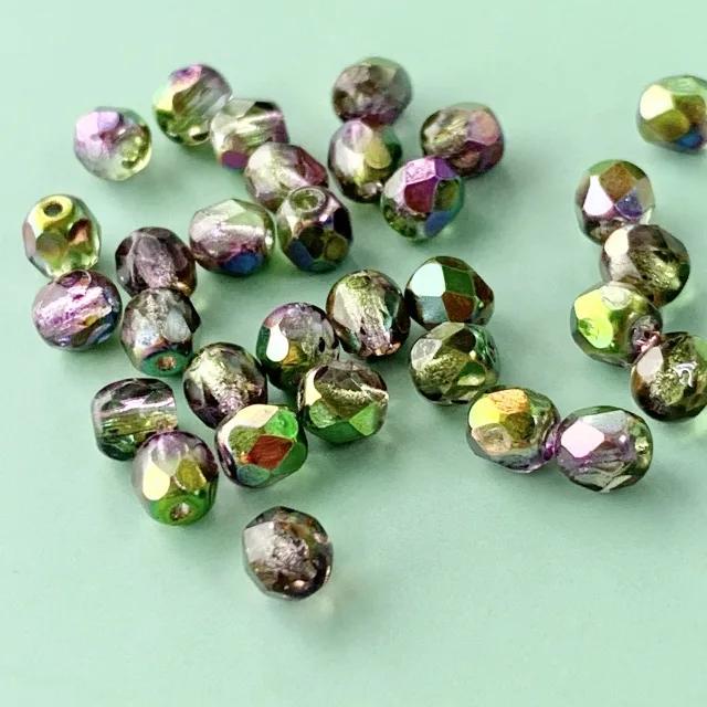 Czech Glass Beads Fire Polished Round Crystal Magic Orchid【4/6 mm】