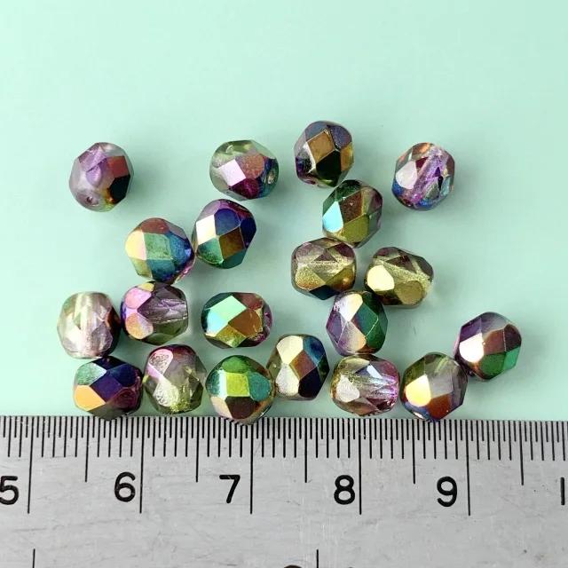 Czech Glass Beads Fire Polished Round Crystal Magic Orchid【4/6 mm】