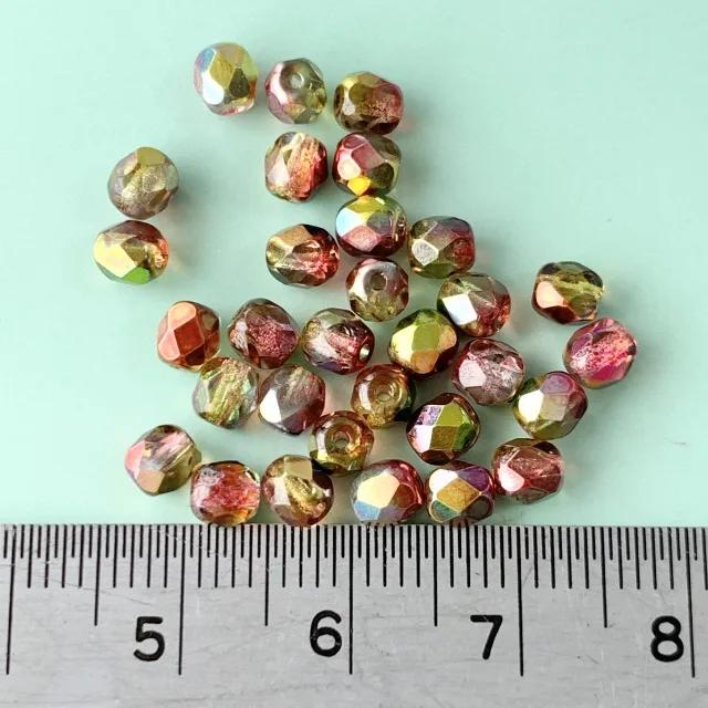 Czech Glass Beads Fire Polished Round Crystal Magic Apple 【4/6 mm】