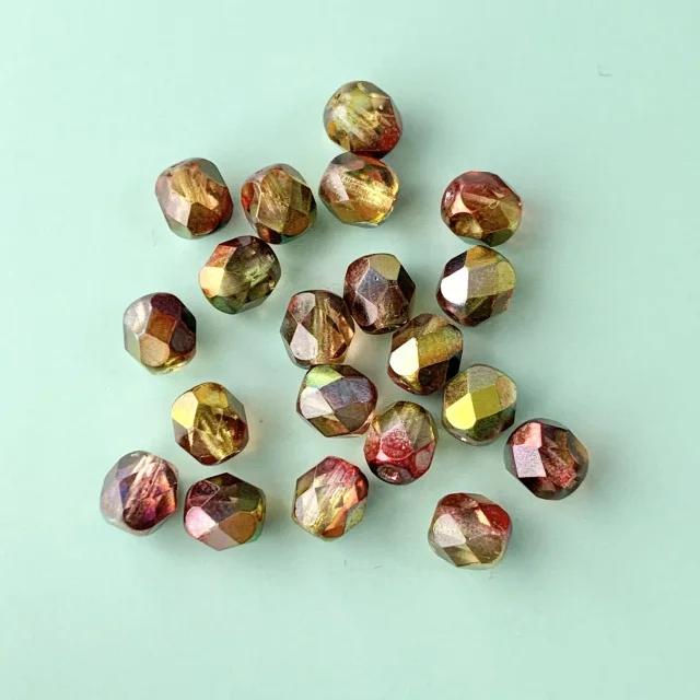 Czech Glass Beads Fire Polished Round Crystal Magic Apple 【4/6 mm】