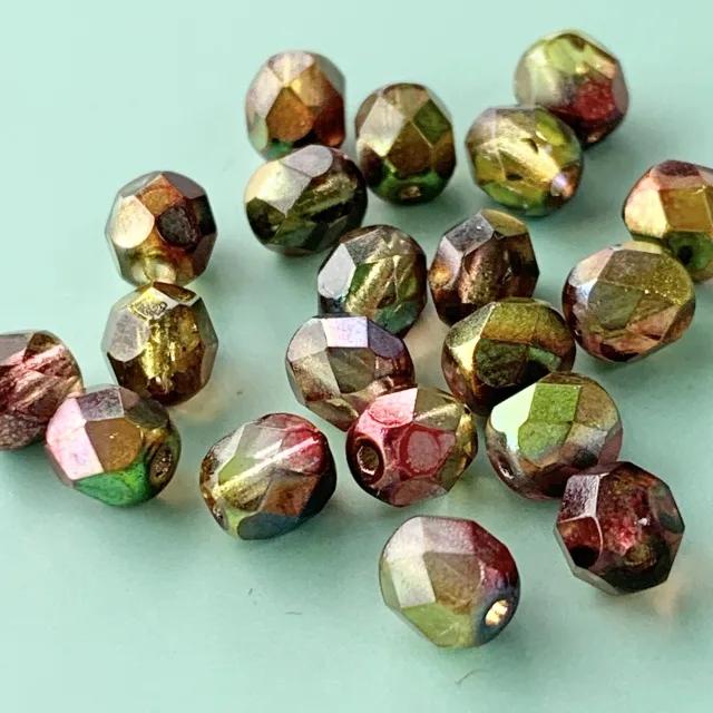 Czech Glass Beads Fire Polished Round Crystal Magic Apple 【4/6 mm】