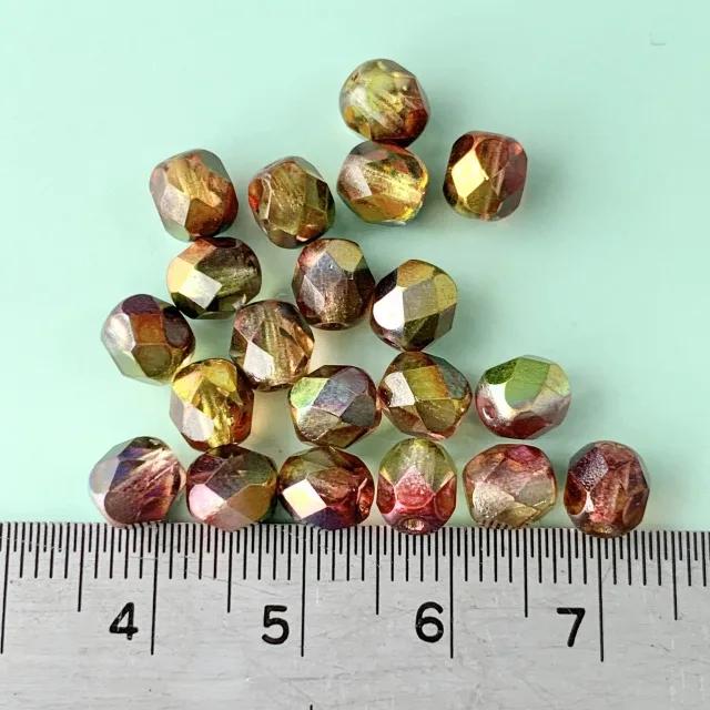 Czech Glass Beads Fire Polished Round Crystal Magic Apple 【4/6 mm】