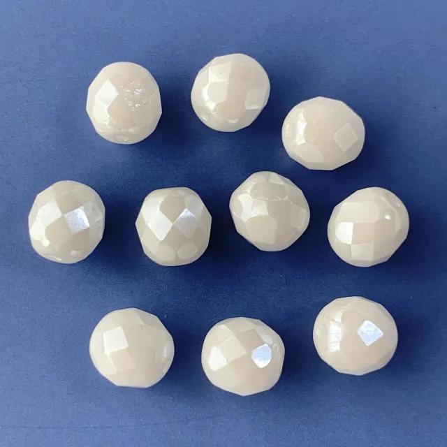 Czech Fire Polished Beads CHALK WHITE SHIMMER 6mm / 8mm