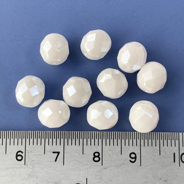 Czech Fire Polished Beads CHALK WHITE SHIMMER 6mm / 8mm