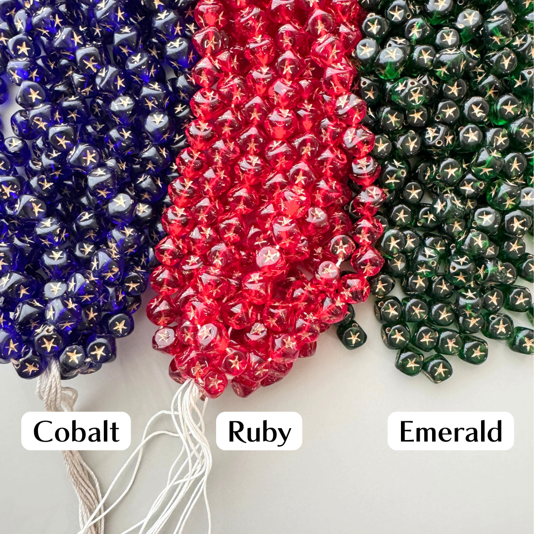 Czech Pressed Engraved Cube Beads 7mm【5pcs / 3colors】
