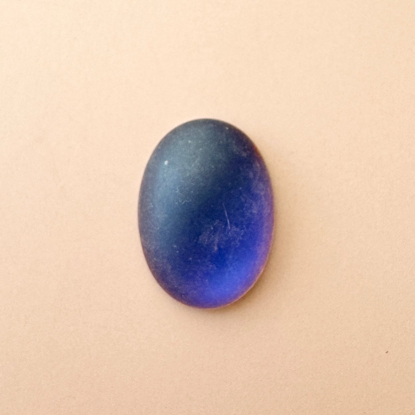 Czech Vintage Glass Cabochon Matt Helio Blue Oval 18×13mm