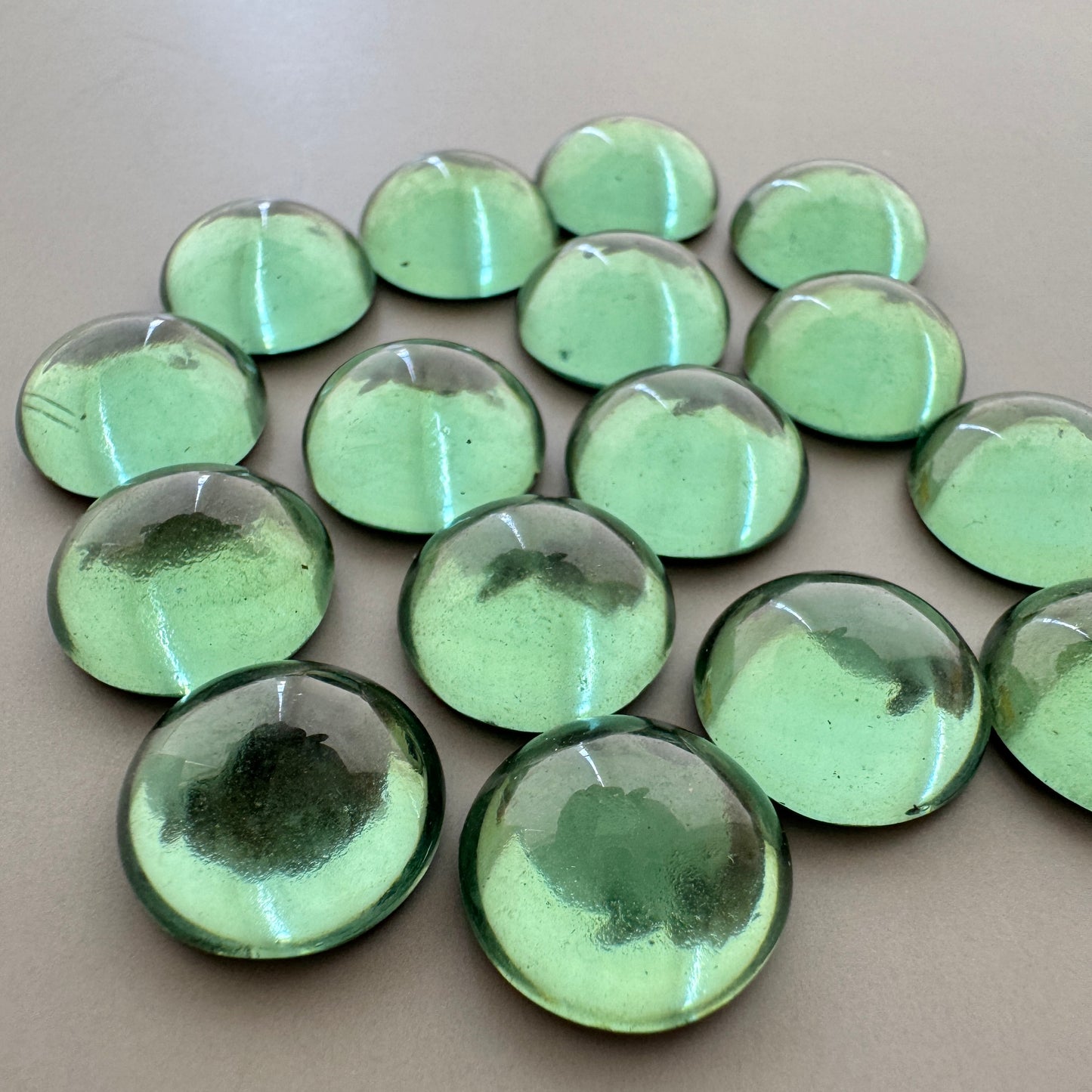 Czech Vintage Glass Cabochon Round Turmaline 13mm