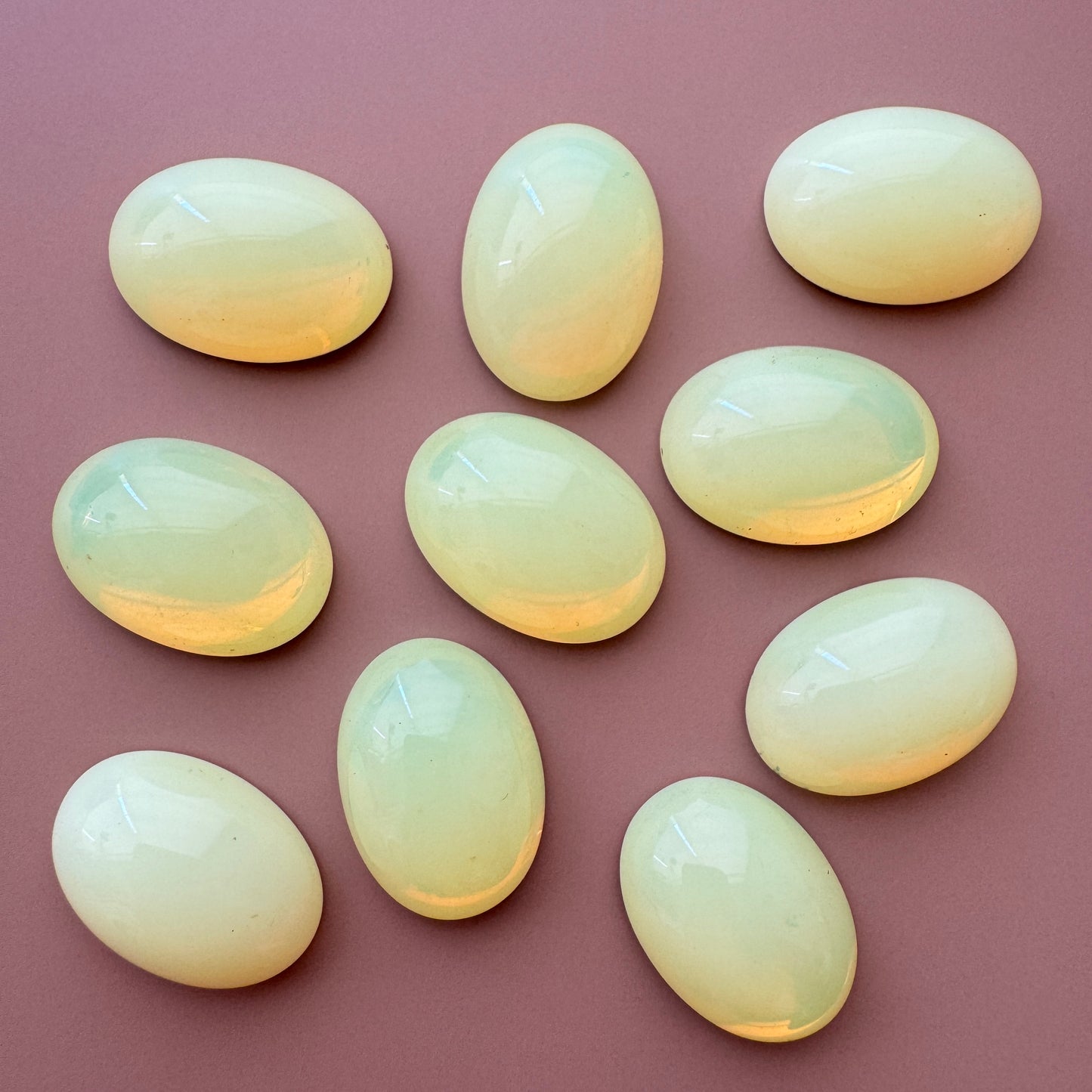 Czech Vaseline Glass Cabochon Yellow Oval 18x13mm