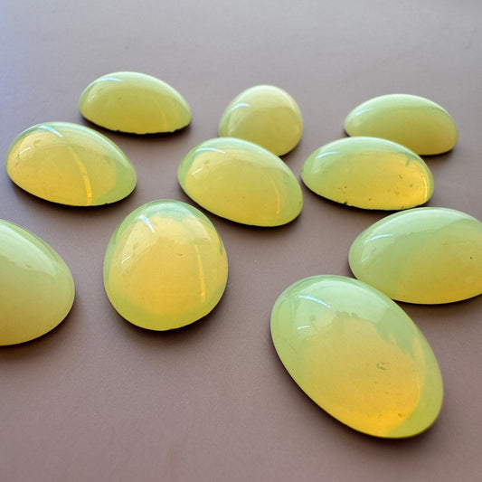 Czech Vaseline Glass Cabochon Yellow Oval 18x13mm