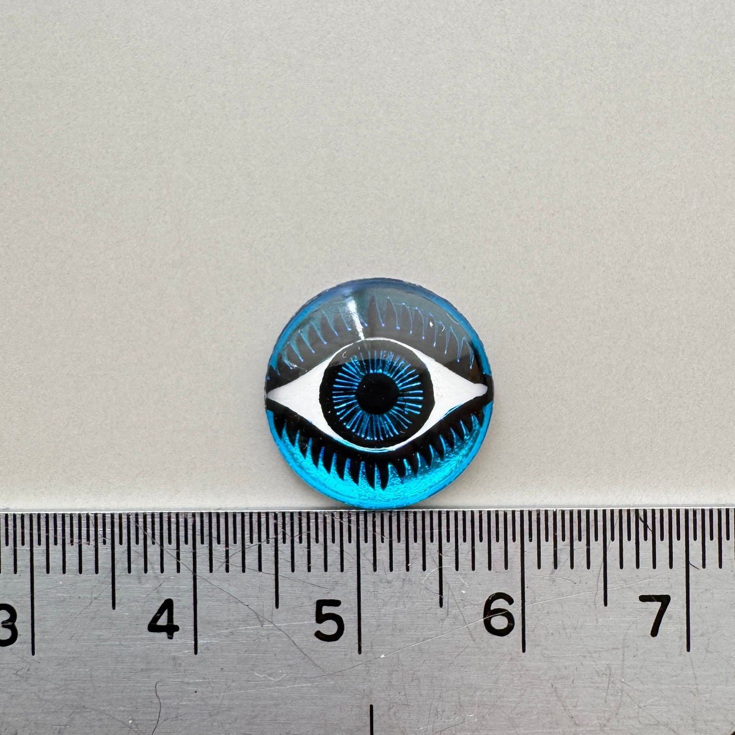 Czech Glass Intaglio Eye Bermuda Blue 14mm