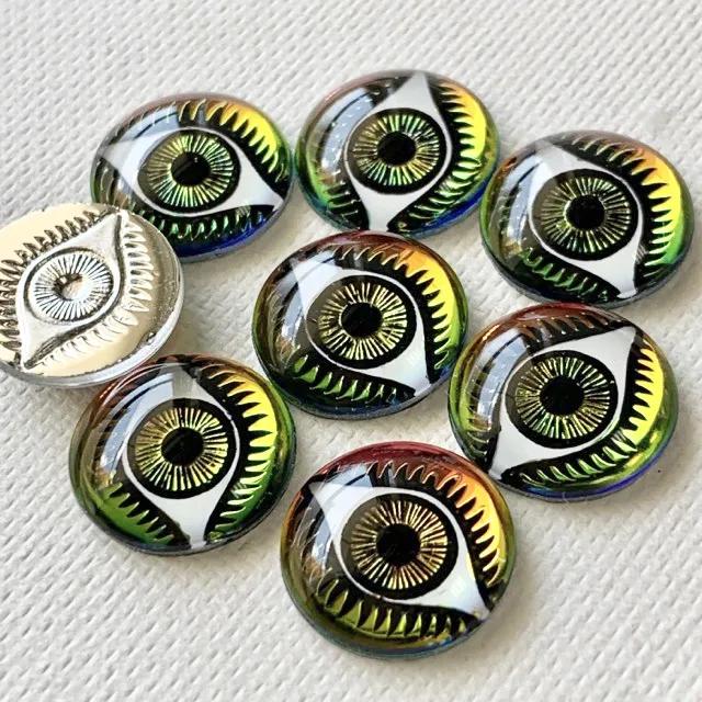 Czech Glass Intaglio Eye Vitrail Medium 14mm