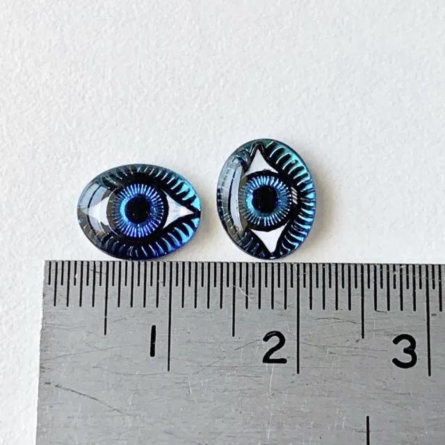 Czech Glass Intaglio Eye Bermuda Blue 10×8mm
