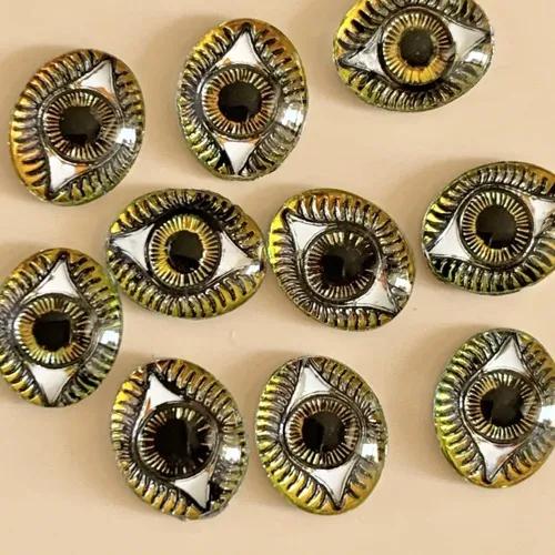 Czech Glass Intaglio Eye Vitrail Medium 10×8mm