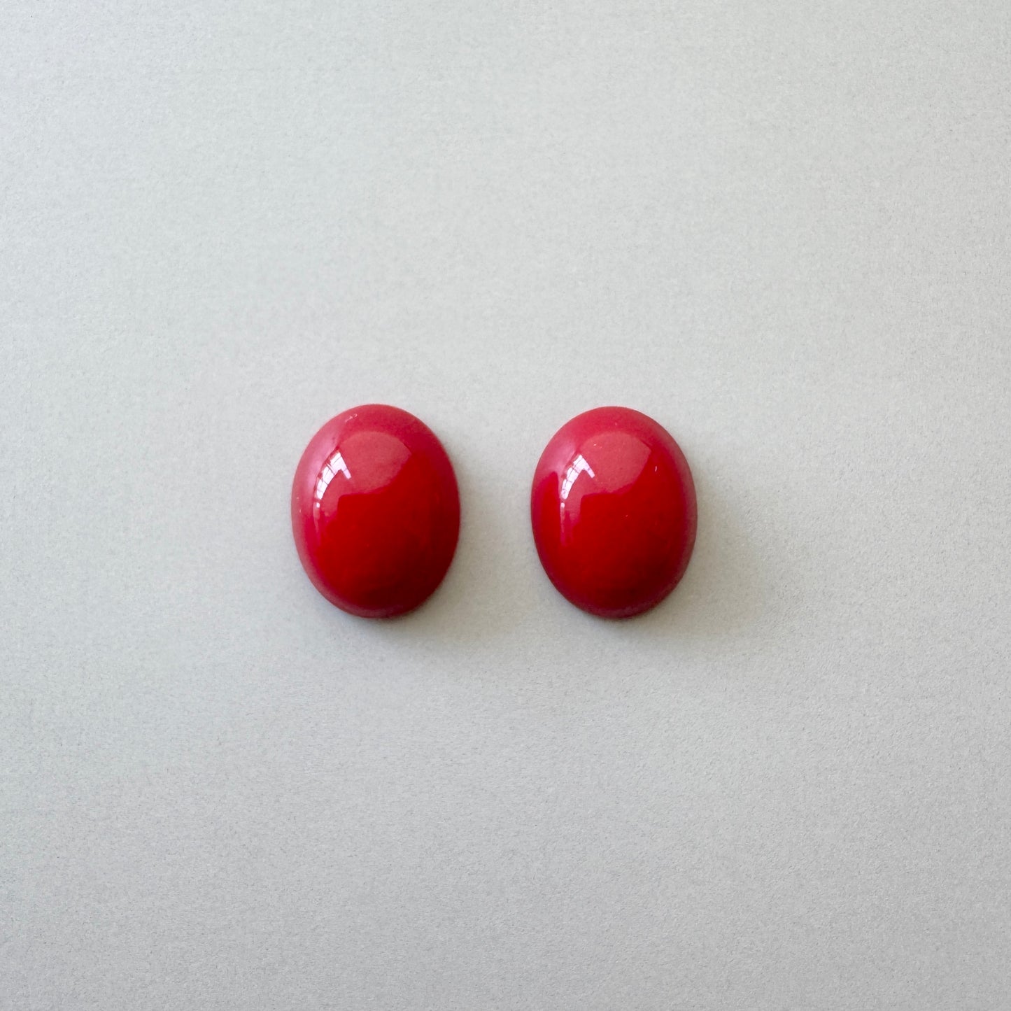 Czech Vintage Glass Cabochon Oval Deep Red 10×8mm 【2pcs / 10pcs】