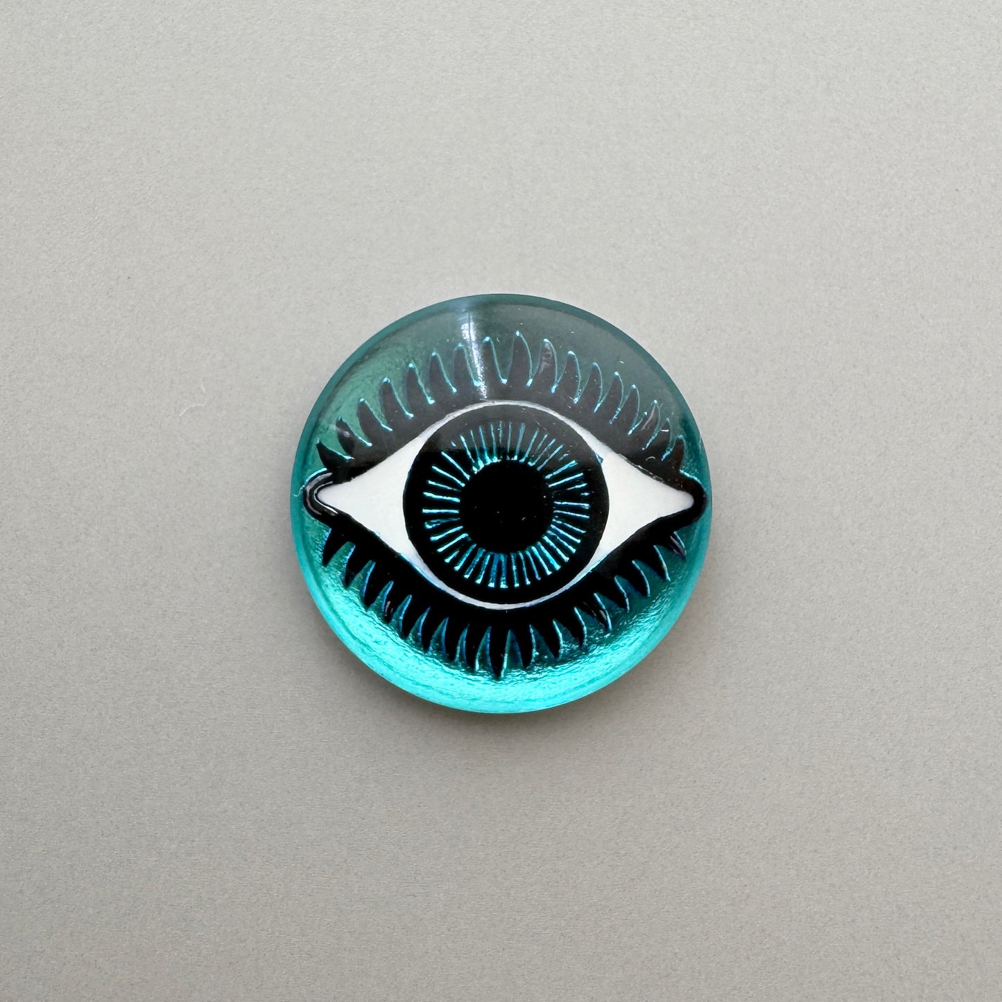 Czech Glass Intaglio Eye Bermuda Blue 18mm