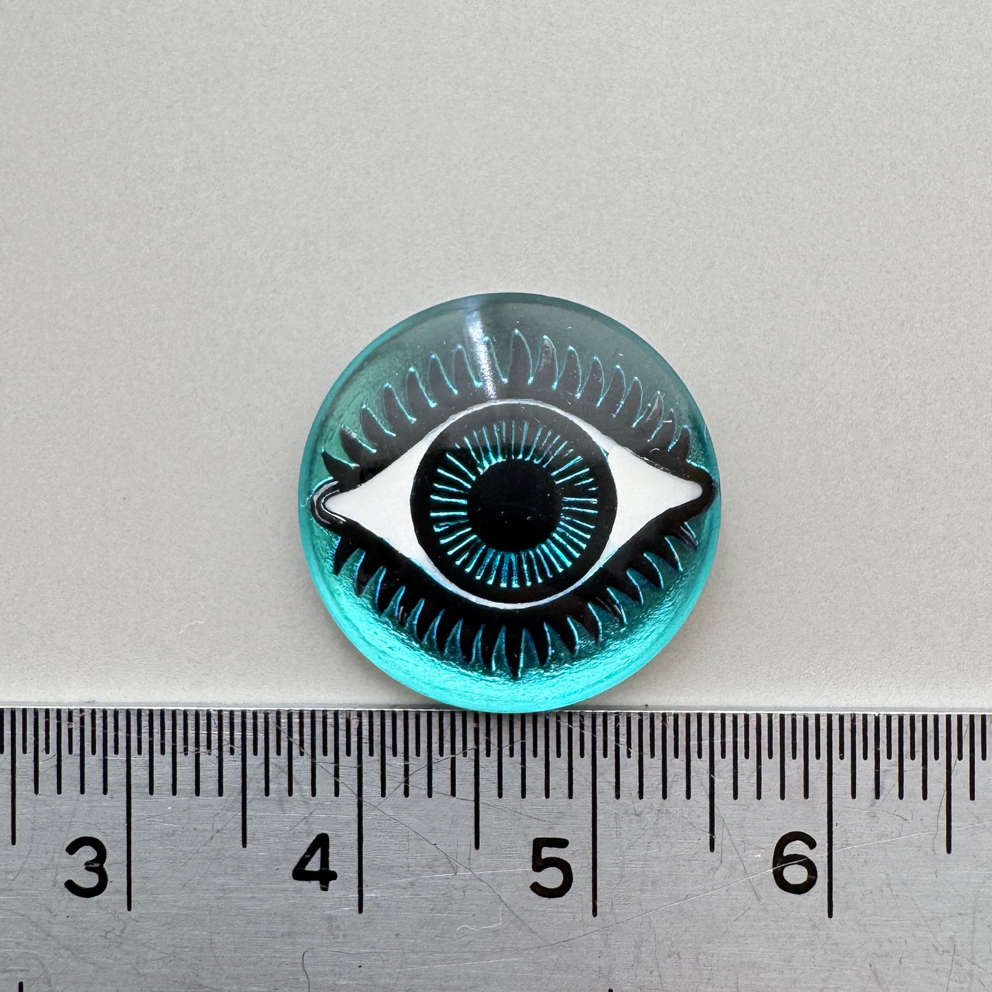 Czech Glass Intaglio Eye Bermuda Blue 18mm