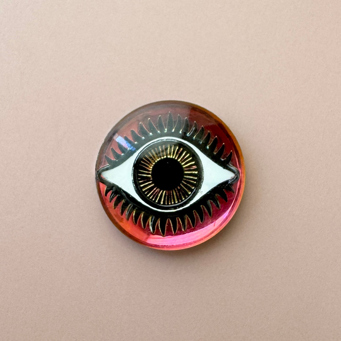 Czech Vintage Glass Intaglio Eye Vitrail Medium Round 18mm