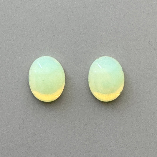 Czech Vintage Vaseline Glass Cabochon Oval Yellow 10x8mm【2pcs】