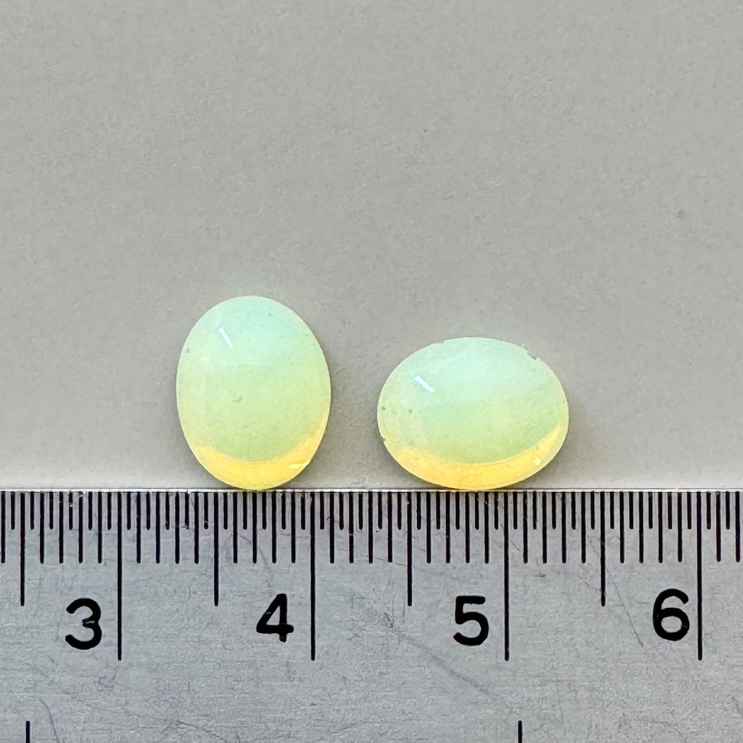 Czech Vintage Vaseline Glass Cabochon Oval Yellow 10x8mm【2pcs】