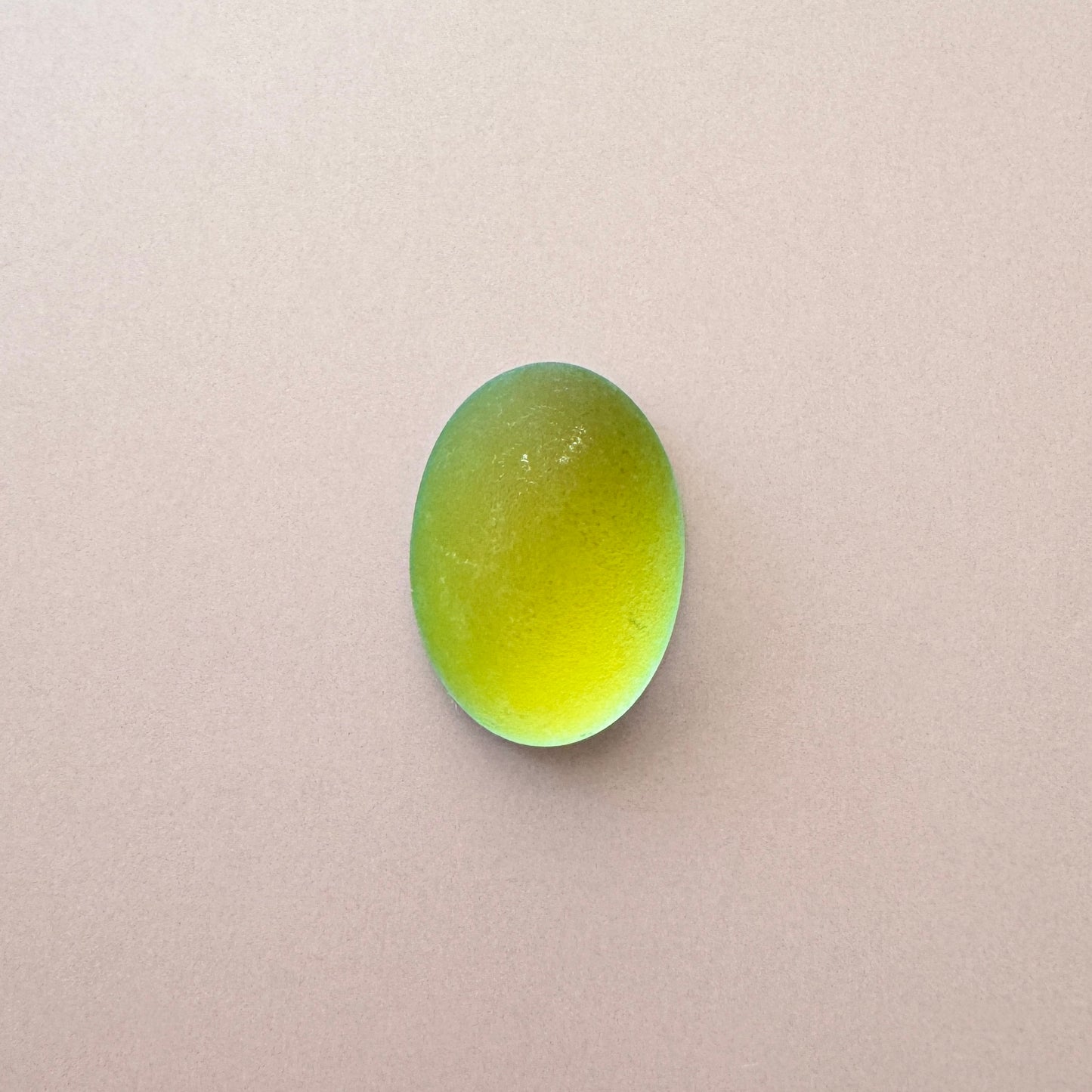 Czech Vintage Glass Cabochon Matt Green-Yellow 14x10mm