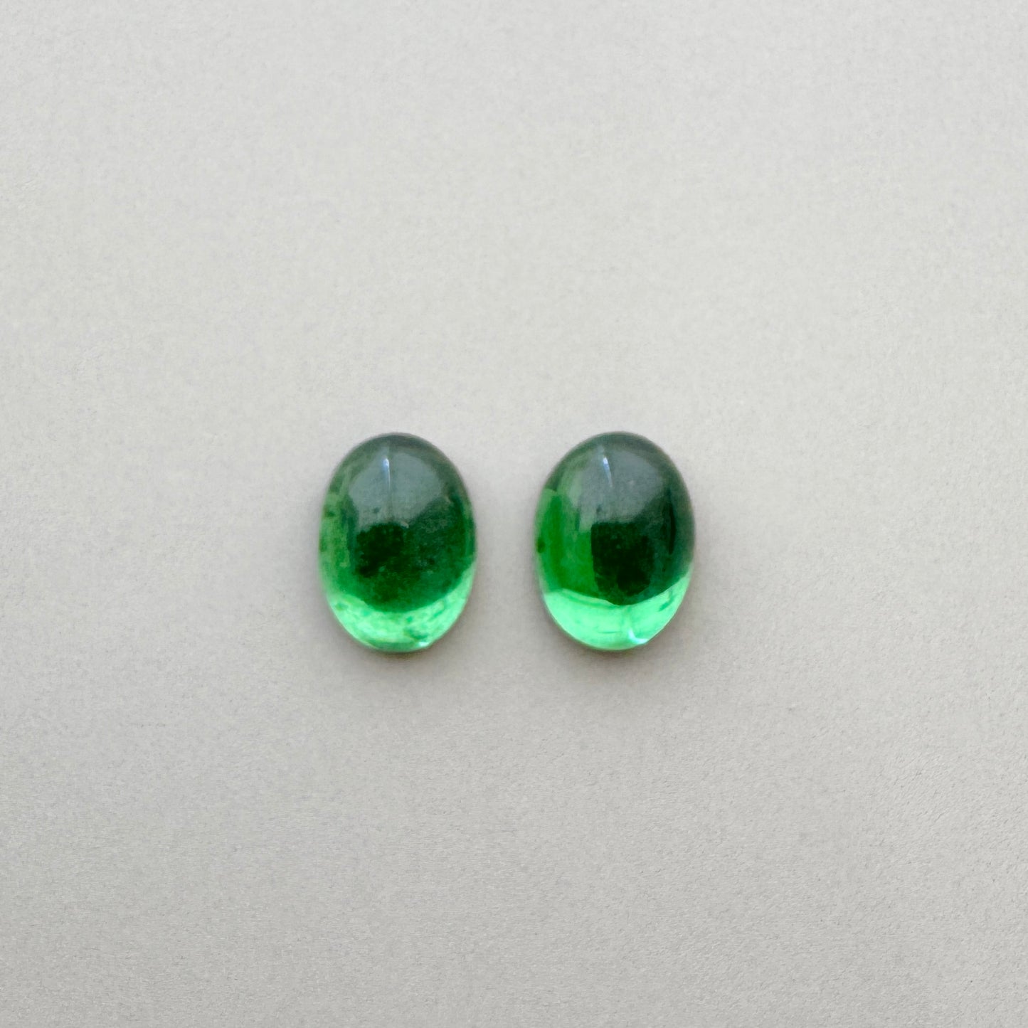Vintage Glass Cabochon Oval Turmaline 8x6mm【2pcs】