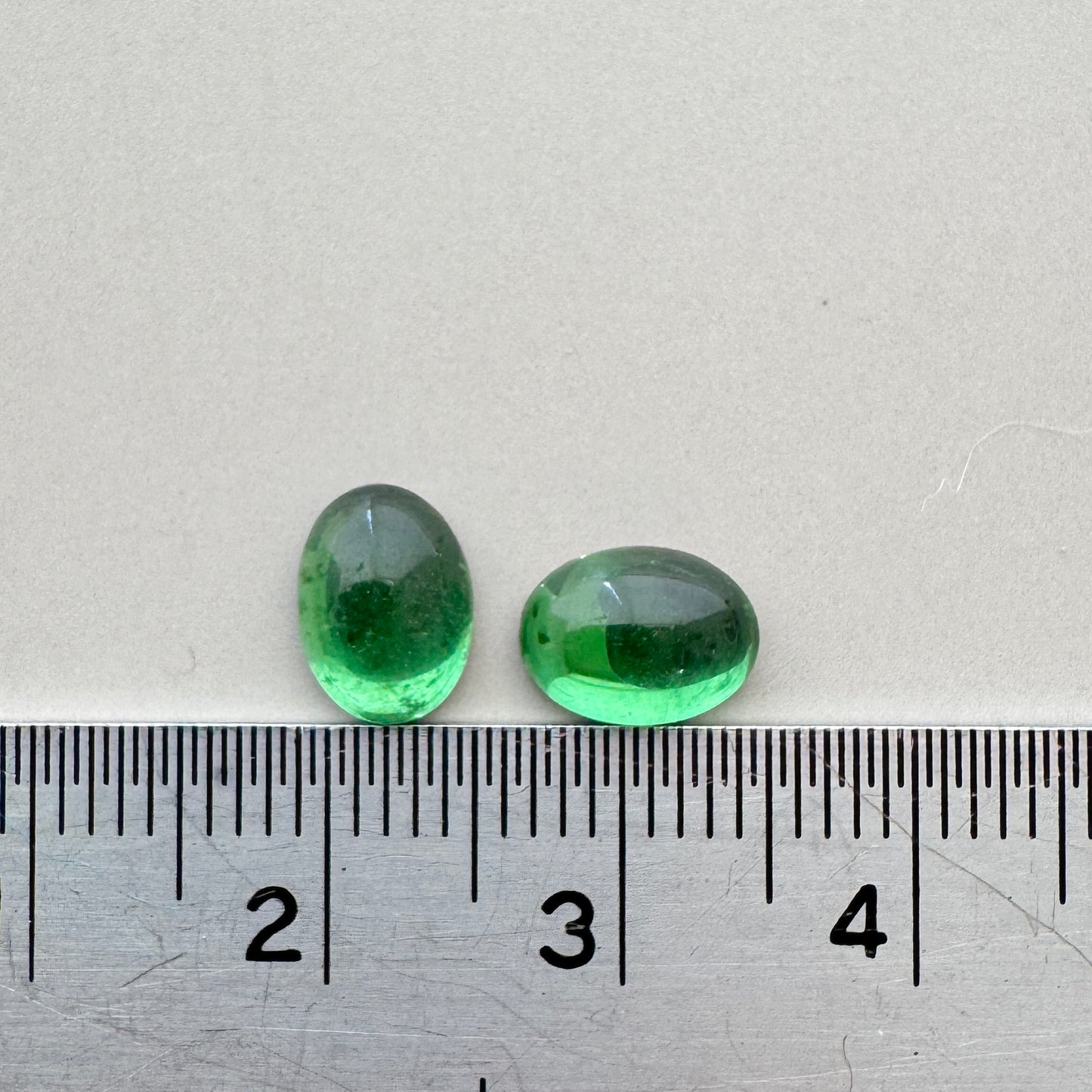 Vintage Glass Cabochon Oval Turmaline 8x6mm【2pcs】