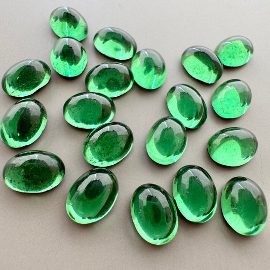 Vintage Glass Cabochon Oval Turmaline 8x6mm【2pcs】