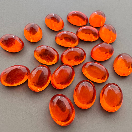 Vintage Glass Cabochon Oval Hyacinth 08x6mm【2pcs】