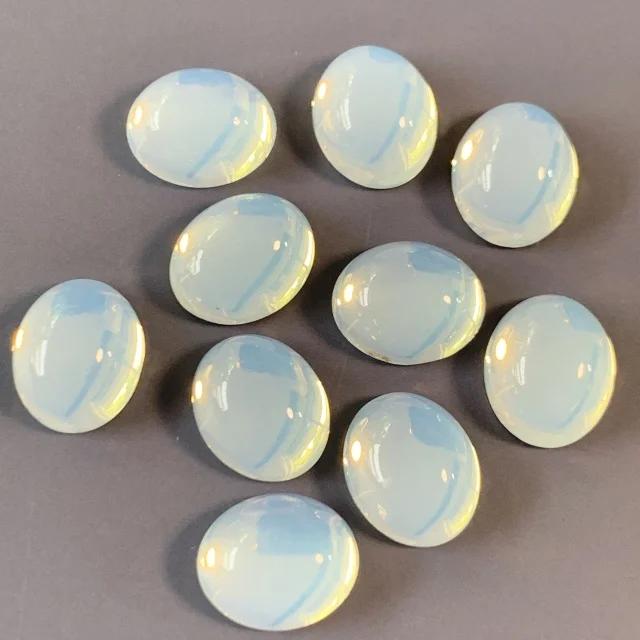 Vintage Swarovski Glass Cabochon #2190 White Opal 12×10mm