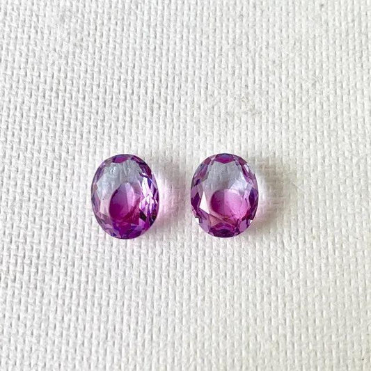 Bi-color Glass Stones Amethyst/Rose 10x8mm【2pcs】