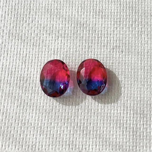 Bi-color Glass Stones Montana/Fuchsia 10x8mm【2pcs】