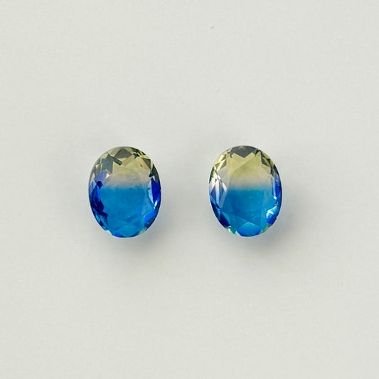 Bi-color Glass Stone Sapphire/Olive 10x8mm【2pcs】