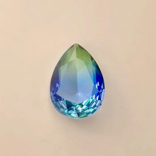 Bi-color Glass Stone Sapphire/Green Pearshape 18x13mm