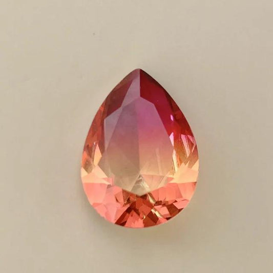 Bi-color Glass Stone Fuchsia/Topaz Pearshape 18x13mm