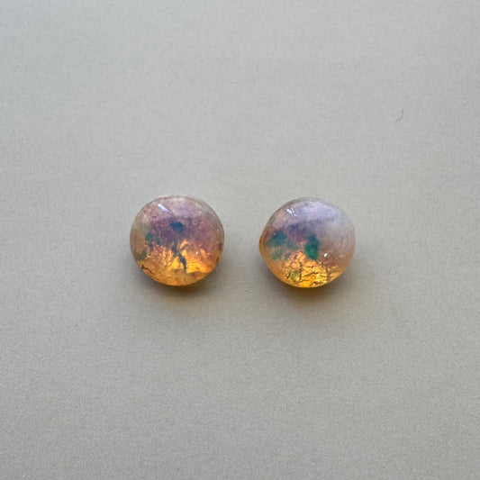 German Vintage Glass Point Back Fire Opal Round 40ss【2 pcs】